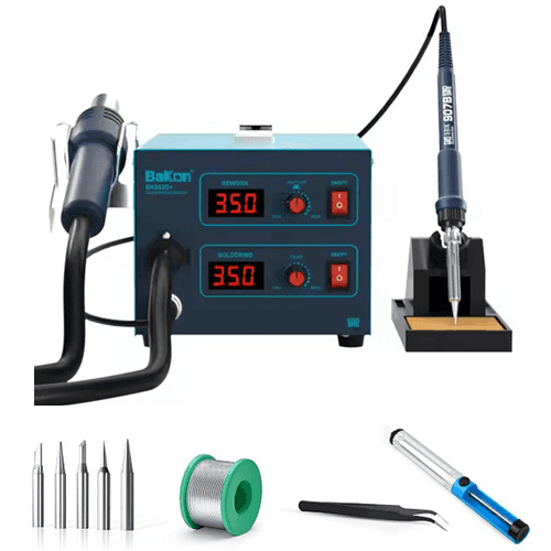 Bakon BK852D+ Soldering Iron Hot Air Gun De-soldering 2 In 1 Rework Station- Value Kit