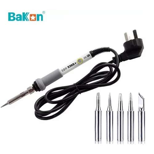 Bakon BK936S Adjustable Temperature Controlled Soldering Iron- 60W- Combo 5 Bit Set