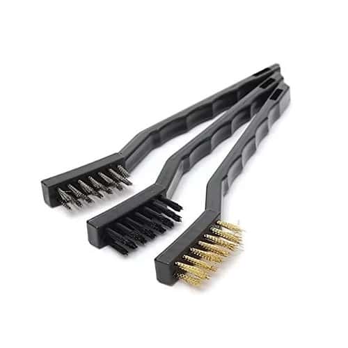 KE 3pcs Mini Wire Brush Set (Steel/Nylon/Brass Brush), Black, 0244