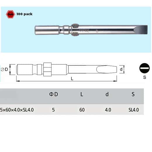 KE 801 Screwdriver Bit 5X60X4.0XSL4.0 (Pack of 100)