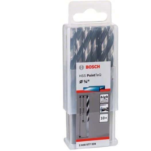 Bosch Bosch HSS Twist Drill Bit PointTeQ 1/4 Inch (10 Pack) - Drilling Bits