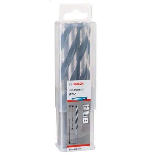 Bosch HSS Twist Drill Bit PointTeQ 1/2 inch (5 Pack)