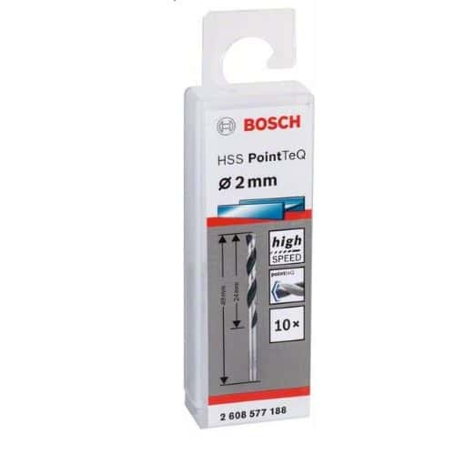 Bosch HSS Twist Drill Bit PointTeQ 2 mm (10 Pack)