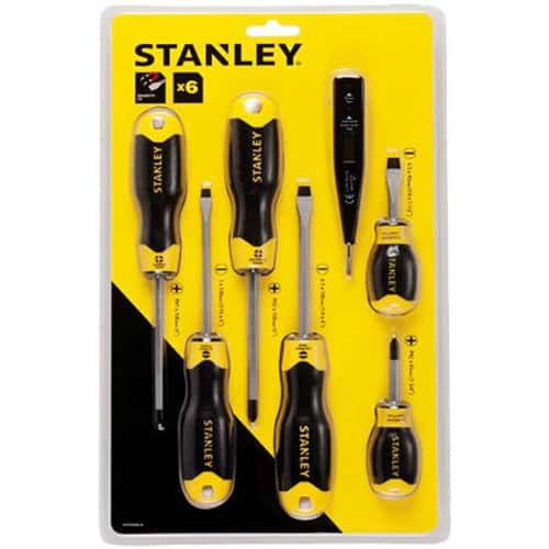 Stanley 6 Piece, Cushion Grip Screwdriver Set (Tester Included) STHT92002-8