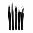 TW Pro 5 in 1 Satinless Steel Tweezer Set (Powder Coated), Black