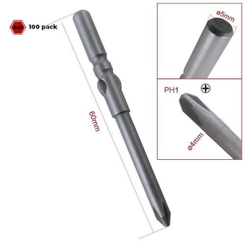 KE 801 Electric Screwdriver Bits 5X60X4 PH1 (Pack of 100)
