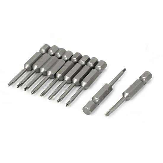 KE PH0 50mm x 2.5mm Electric Screwdriver Bit - 1/4 Hex- Pack of 10