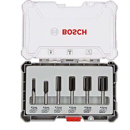 Bosch Router Bit Set 6 pcs Straight 8 mm shank