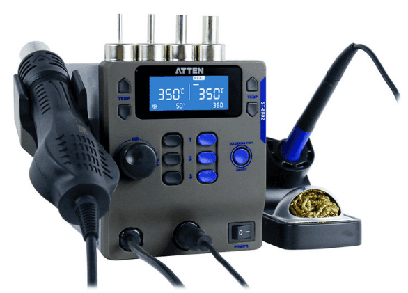 ATTEN ATTEN ST-8802 2-in-1 Hot Air Rework Station with Soldering Iron | 800W Hot Air + 65W Soldering Station | LCD Display | 100-500°C - Soldering Station