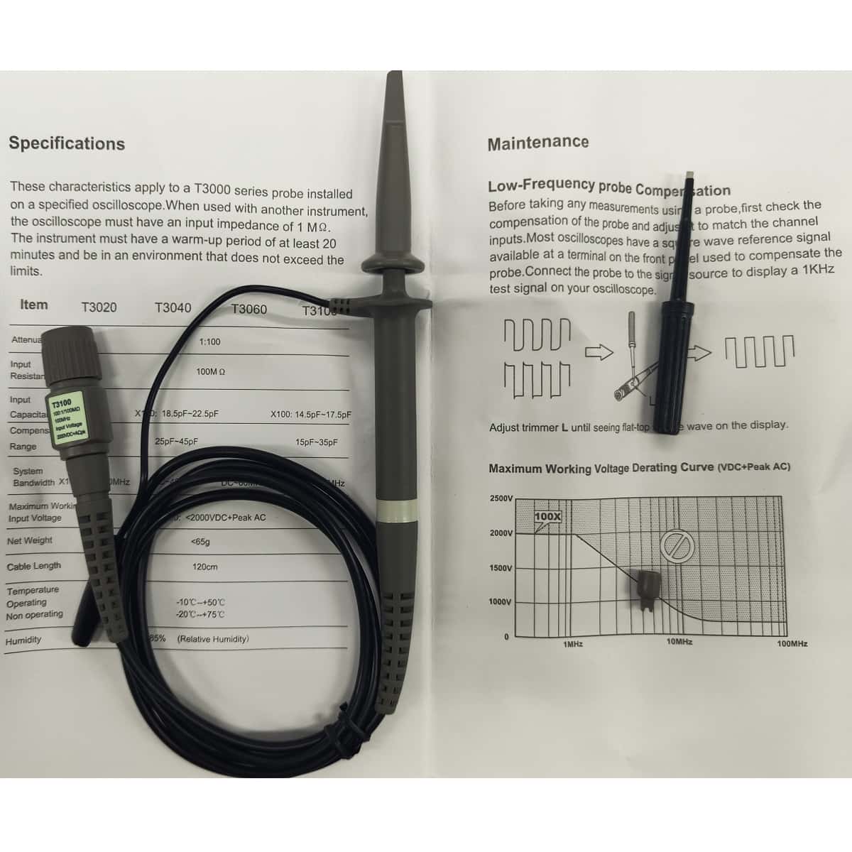 Hantek High-Voltage x100 Probe (T3100)- 100Mhz